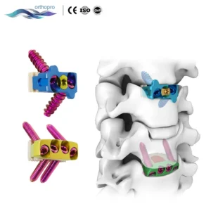 OrthoPro Zero-Profile Cervical PEEK Cage with 4 locking screws for ACDF surgery
