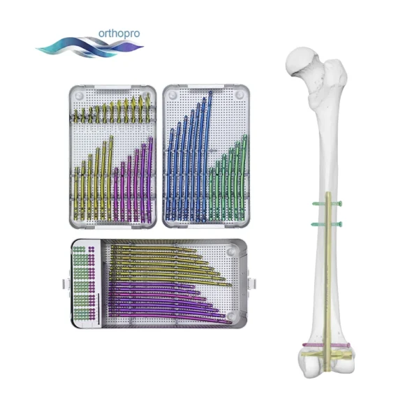 OrthoPro Aluminum DFN Intramedullary Nail Box for sterilization and storage of distal femur orthopedic implants