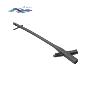 Proximal view of Titanium Intertrochanteric Nail showing dual screw channels