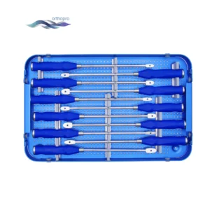 PLIF PEEK Cage Instrument Set organized in aluminum sterilization case