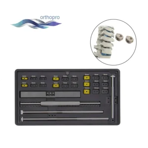 Peek Cervical Cage II Instrument Set in sterilization container for spine surgery