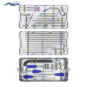 OrthoPro Hindfoot Fusion Ankle Nail Instrument Set in organized sterilization case