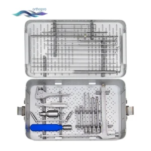 High-precision Osteotomy Locking Plate Instrument Set for orthopedic surgery bone fixation in sterilization case.